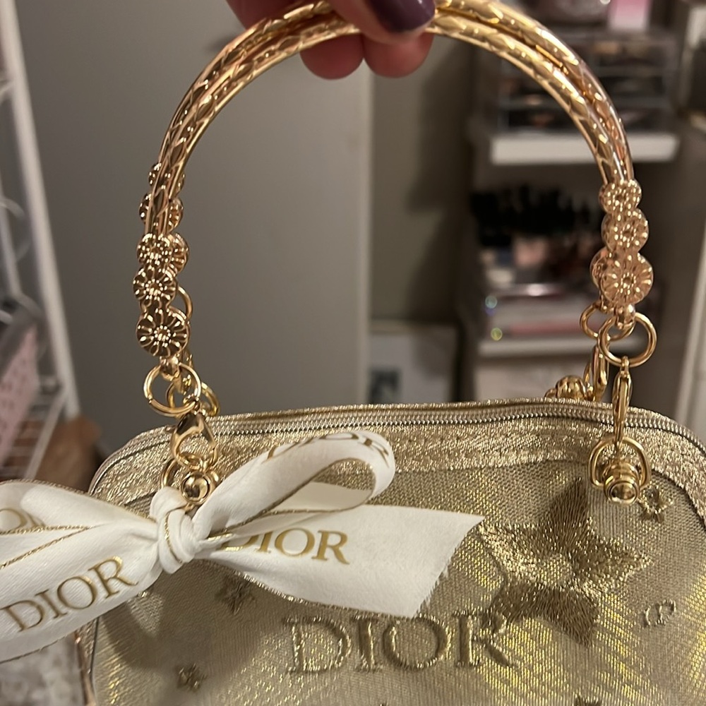 Dior Gold Women's Pouch with Handles/Dior Ribbon - Picture 4 of 8
